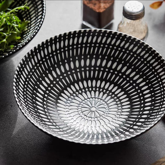 Black Embossed Soup Bowl (New Bone China) Set of 4