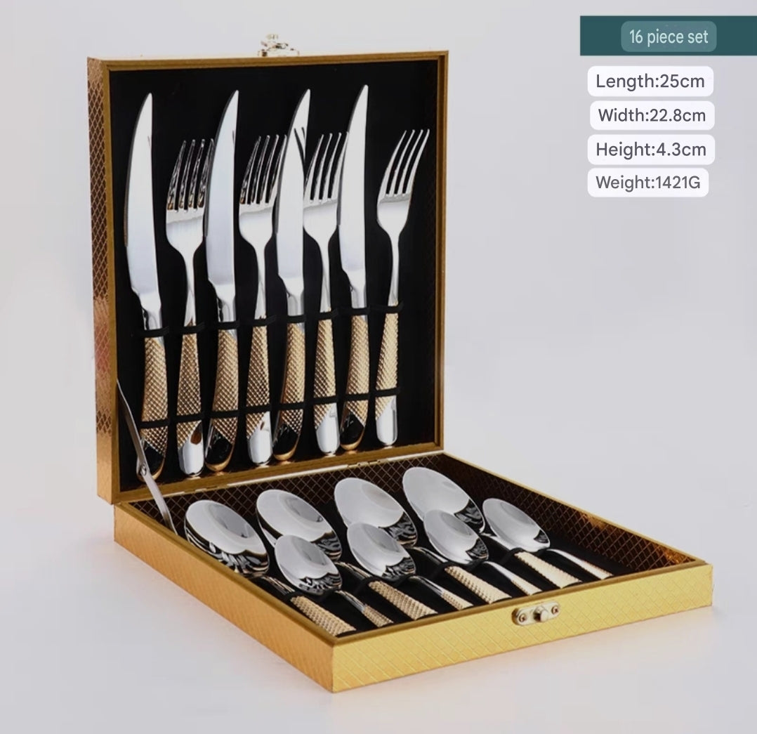 12 - 24-Piece Luxury Gold Stainless Steel Cutlery Set – Mirror Polished SUS304 Silverware for Modern Dining & Gifting