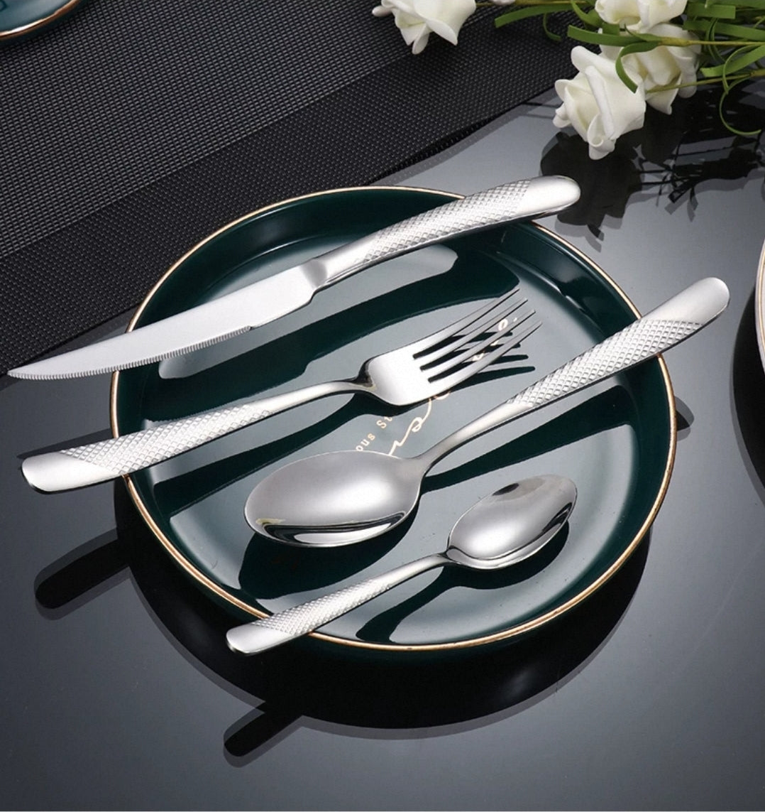 12 - 24-Piece Luxury Gold Stainless Steel Cutlery Set – Mirror Polished SUS304 Silverware for Modern Dining & Gifting