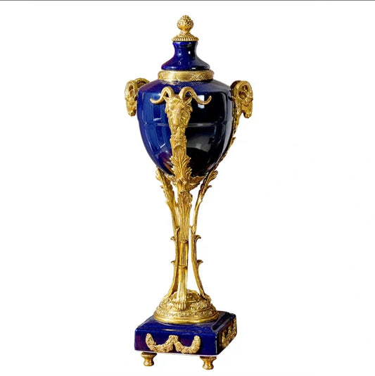 Porcelain Table Lamp with Brass Trim – Vintage Decor Accent