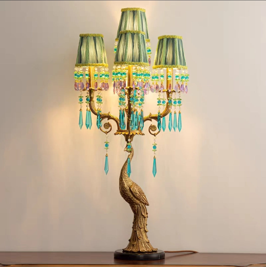 Elegant Vintage Table Lamp in Full Brass with Crystal Detailing