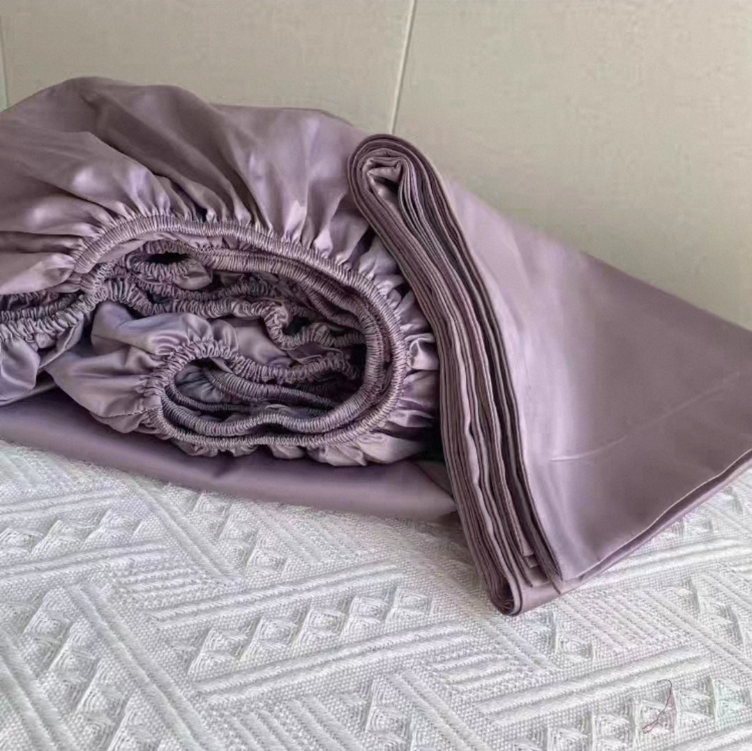 120S Long-Staple Fitted Bedsheet Cotton and 100S Pillowcase Cotton Pair – Silky Soft, Breathable, Luxury Finish