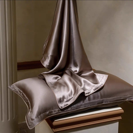 6A Grade 40 Momme Silk Pillowcase, Mulberry Silk Front, 2-piece set