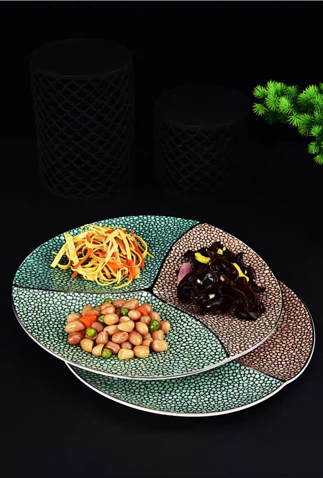 Mosaic glaze ceramic serving dish for desserts and sides