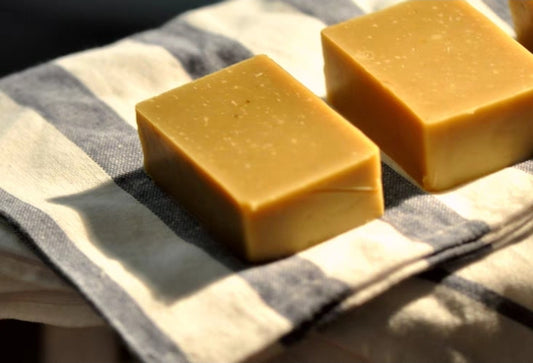 Wormwood and karanja Cold-processed mugwort soap bar with natural sheen