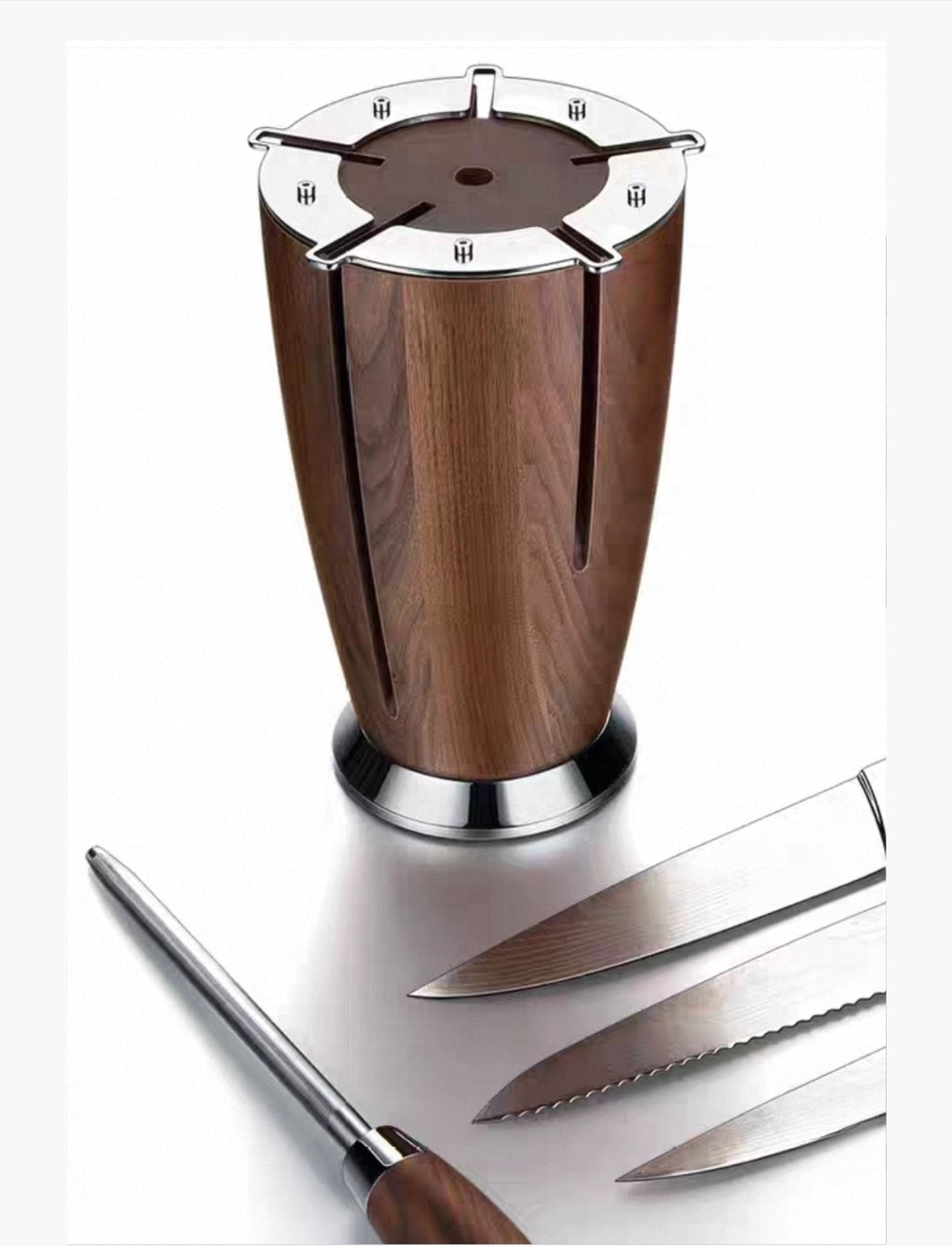 Luxury Walnut Knife Block Set – 6-Piece German Steel Knives
