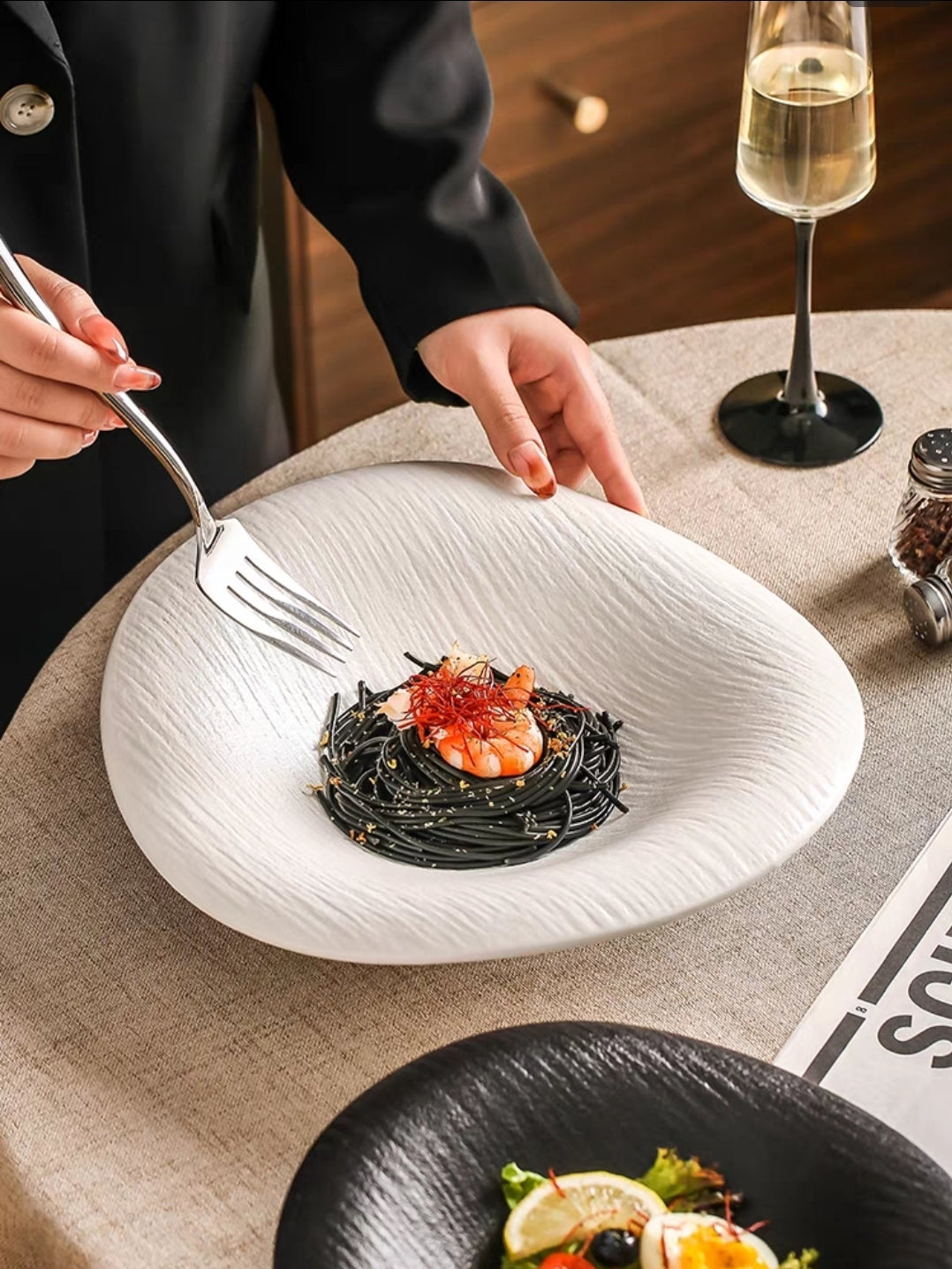 Set of 5 Textured Ceramic Plate – Elegant Minimalist Tableware