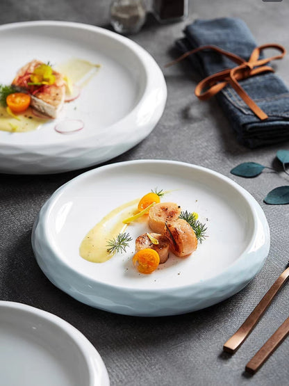 Set of 2 Handmade Ripple-Edge Ceramic Plate