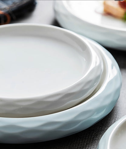 Set of 2 Handmade Ripple-Edge Ceramic Plate