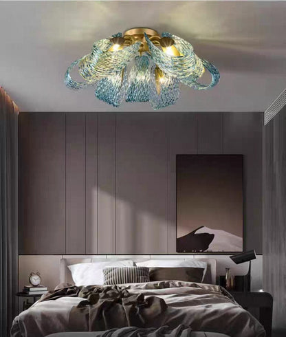 Luxury Brushed Brass Chandelier – Multi-Head Modern Pendant Light with Tri-Color LED for Living Room, Dining Room