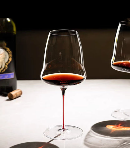 Handmade 760ml Crystal Wine Glass with Colored Stem – Ultra-Thin Red Wine Goblet -  3 - Piece Set