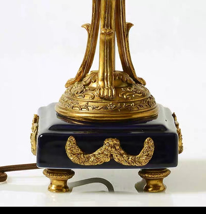 Close-up of Brass Detailing on Porcelain Accent Vase