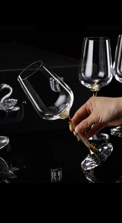 Premium gift box containing hand-blown crystal glassware and wine accessories