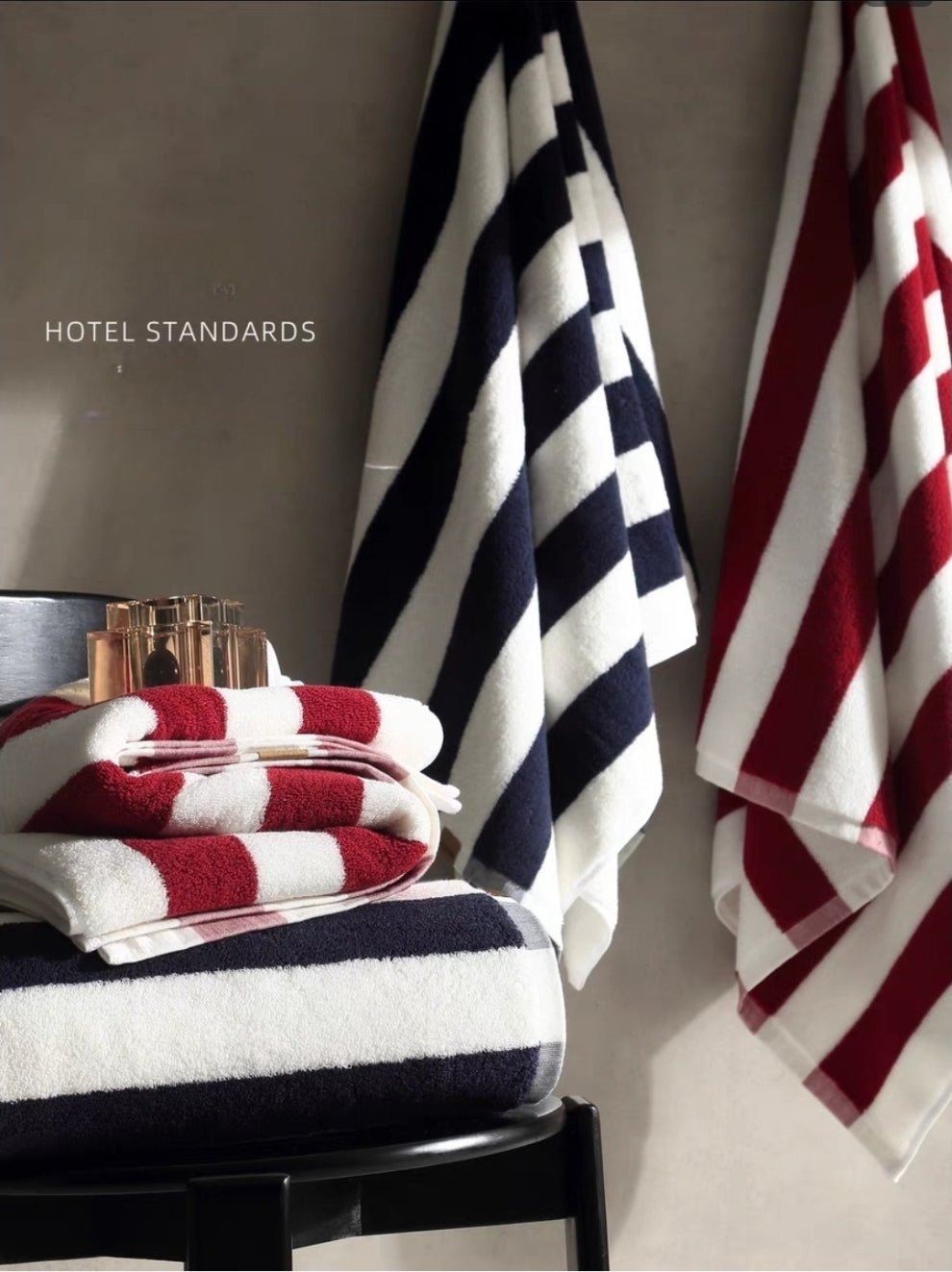 Close-Up of Red and White Cotton Striped Towel Texture
