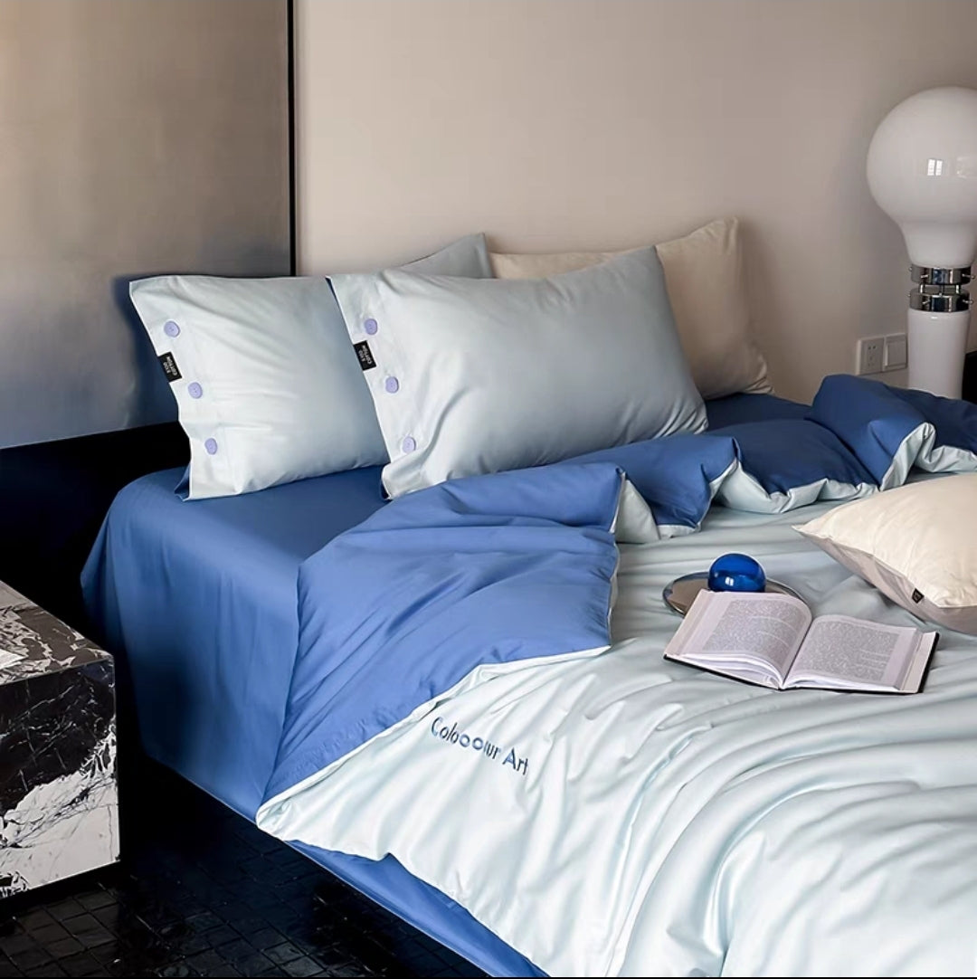 Ocean Blue & Ice Mint Duvet Cover Set for a Cool, Calming Bedroom Look
