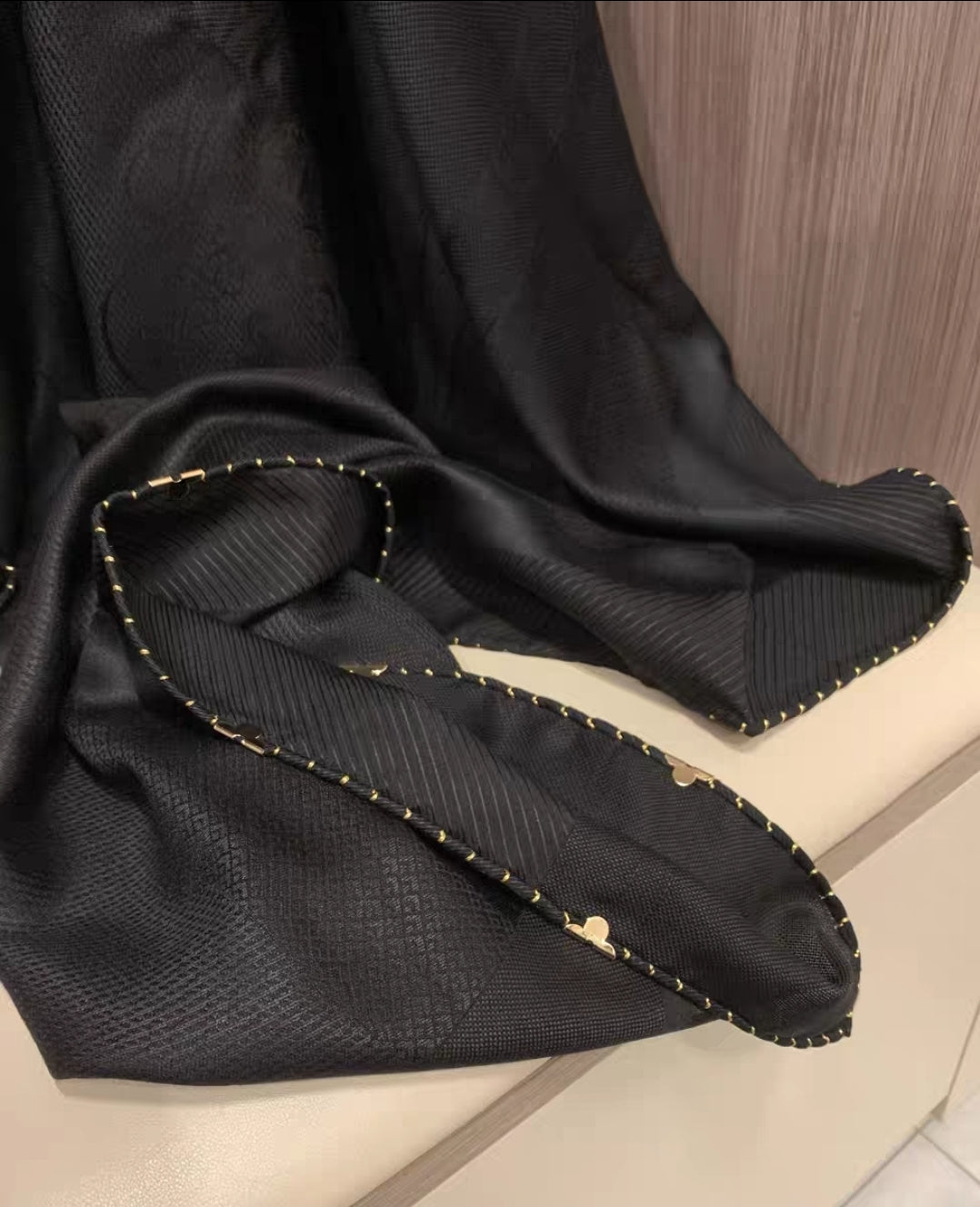 Soft and breathable silk-wool black shawl, perfect for gifting
